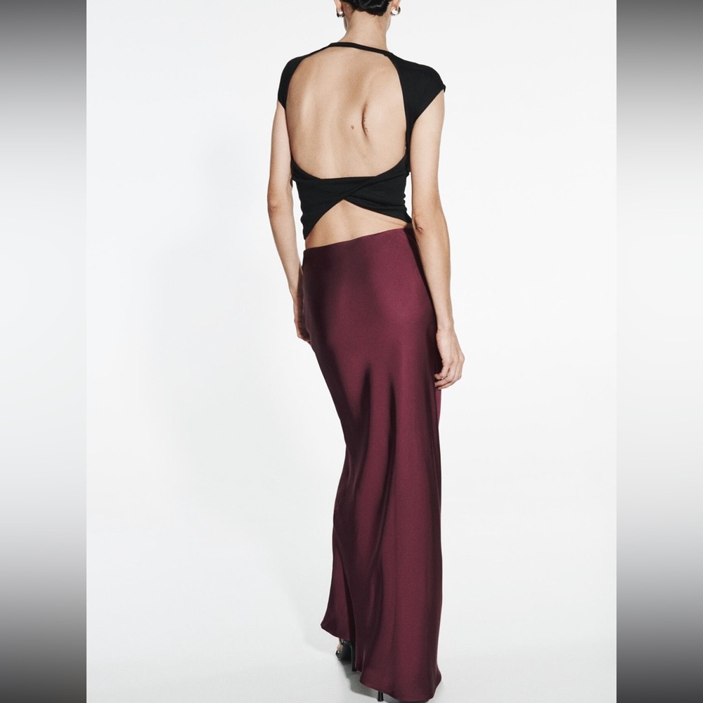 ZARA SATIN EFFECT LONG/ MAXI SKIRT - Picture 7 of 15